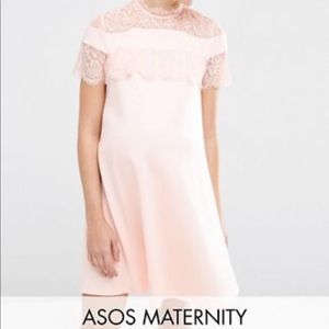 Lace pale pink maternity dress
